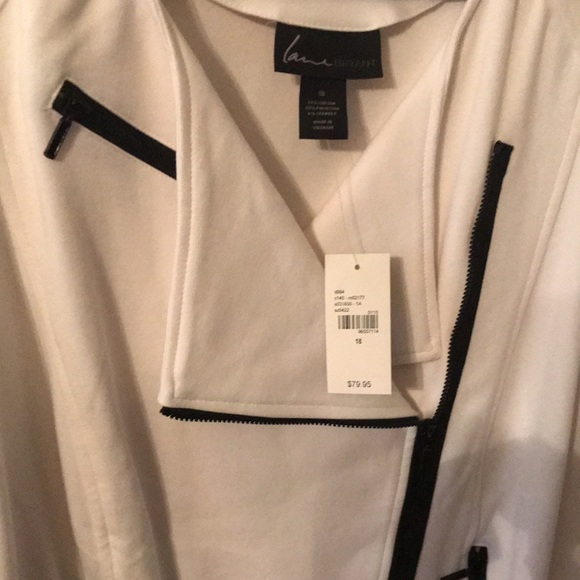 NWT Lane Bryant White With Black Zippers Moto Jacket Size 18W - Picture 6 of 11